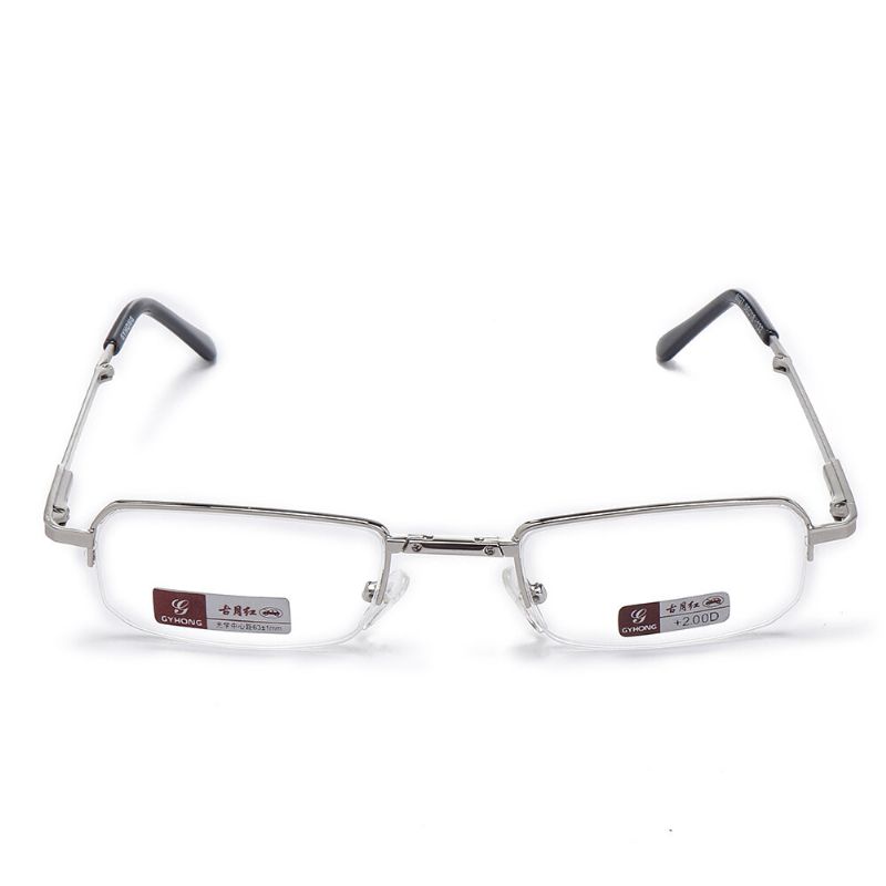 Unisexe Full Metal Frame Pliable Facile À Transporter Pratique Hd Lunettes De Lecture Lunettes Presbytes