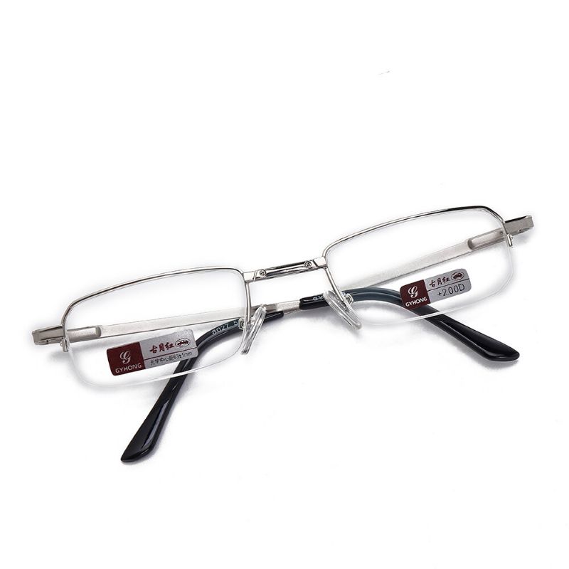 Unisexe Full Metal Frame Pliable Facile À Transporter Pratique Hd Lunettes De Lecture Lunettes Presbytes