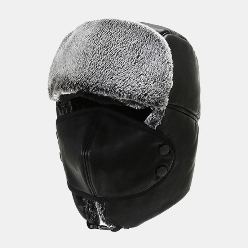 Unisexe Hiver Épaissir Chaud Trappeur Chapeau Amovible Masque Rideau Extérieur Coupe-vent Oreille Protection Russe Chapeau Ushanka Chapeau