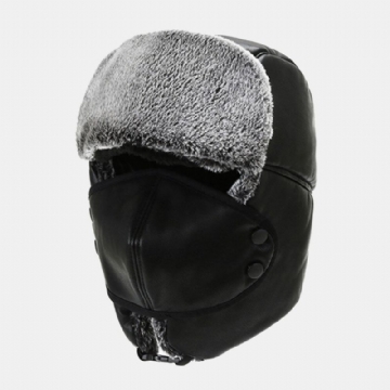 Unisexe Hiver Épaissir Chaud Trappeur Chapeau Amovible Masque Rideau Extérieur Coupe-vent Oreille Protection Russe Chapeau Ushanka Chapeau