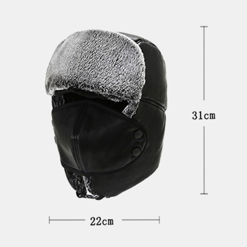 Unisexe Hiver Épaissir Chaud Trappeur Chapeau Amovible Masque Rideau Extérieur Coupe-vent Oreille Protection Russe Chapeau Ushanka Chapeau