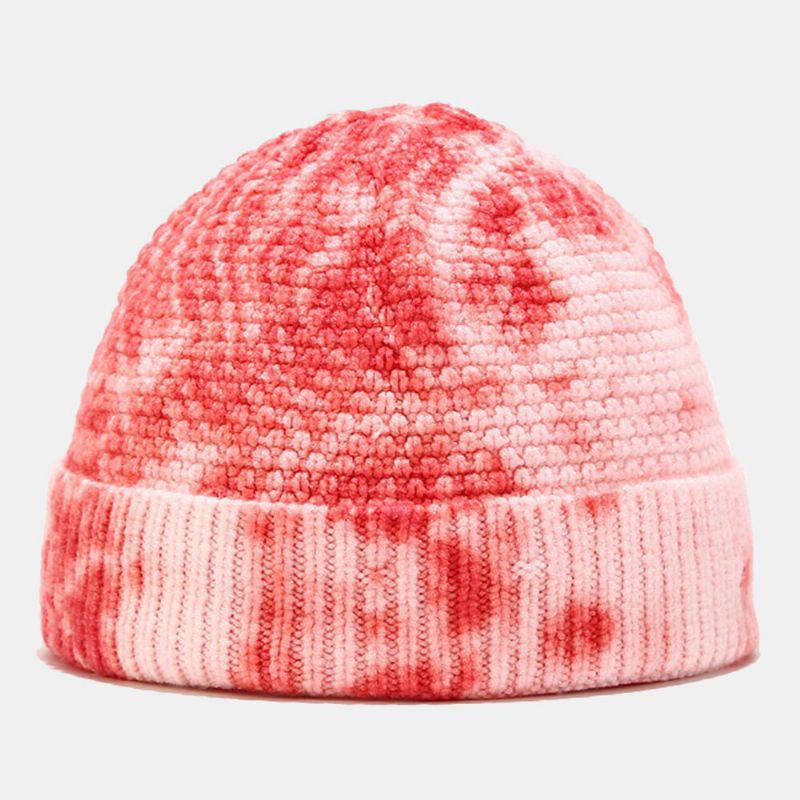 Unisexe Irrégulier Tie-dye Motif Bonnet Tricoté Rue Hip Hop Réglable Respirant Chaud Parasol Propriétaire Cap Bonnet Crâne Cap