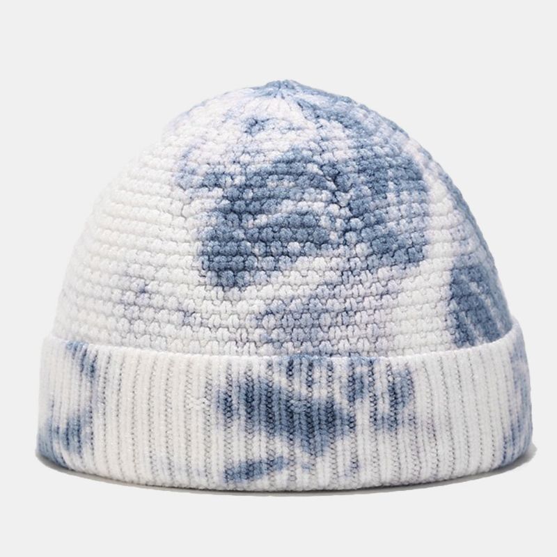 Unisexe Irrégulier Tie-dye Motif Bonnet Tricoté Rue Hip Hop Réglable Respirant Chaud Parasol Propriétaire Cap Bonnet Crâne Cap