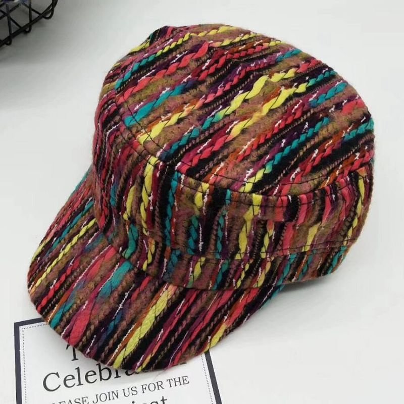 Unisexe En Laine Couleur Arc-en-ciel Couleur Mélangée Style Ethnique Décontracté Chapeau De Baseball Pare-soleil