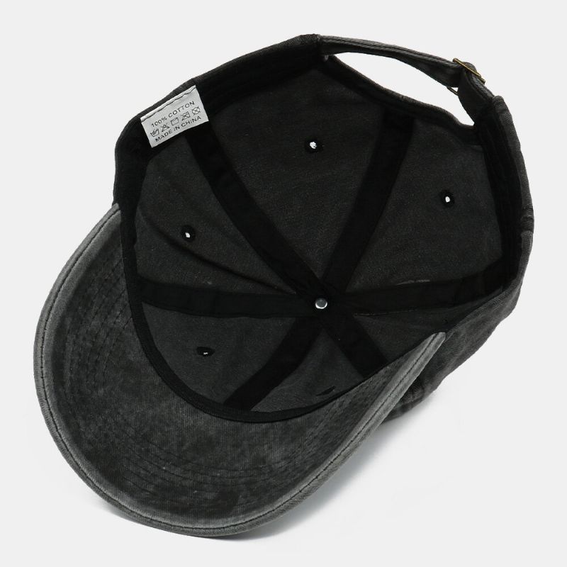 Unisexe Lavé Make-old Lettre Motif Broderie Parasol Chapeau Casual Sauvage Respirant Casquette De Baseball