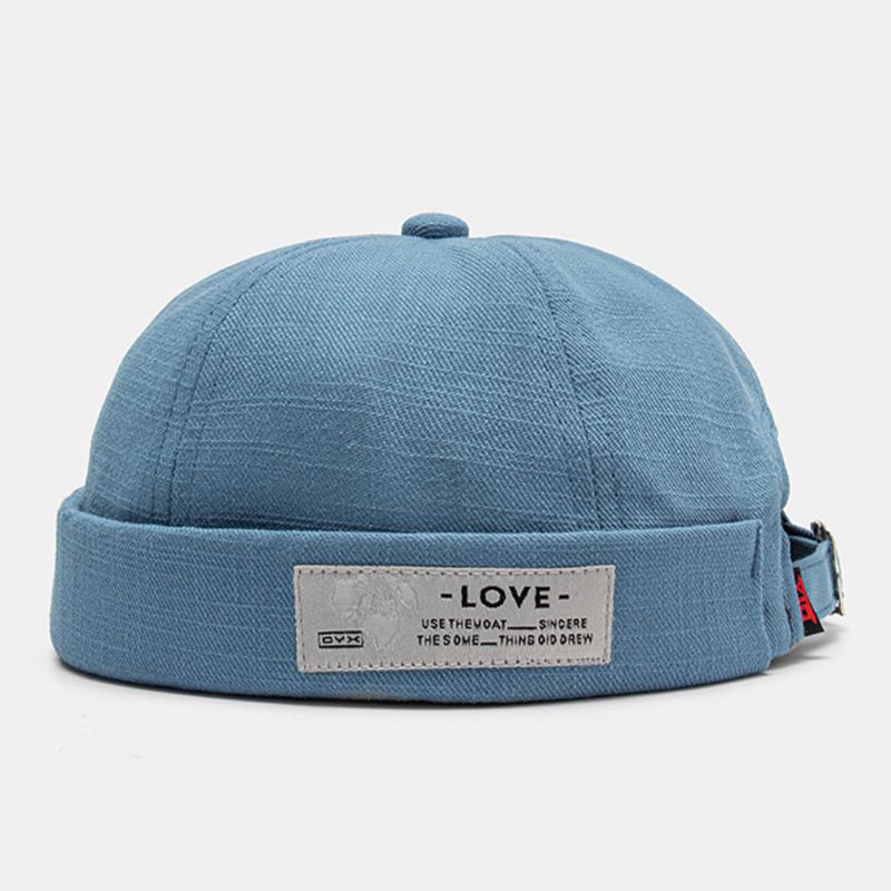 Unisexe Lettre Étiquette Patch Crâne Casquette Hip Hop Sauvage Réglable Sans Bord Bonnet Propriétaire Casquette