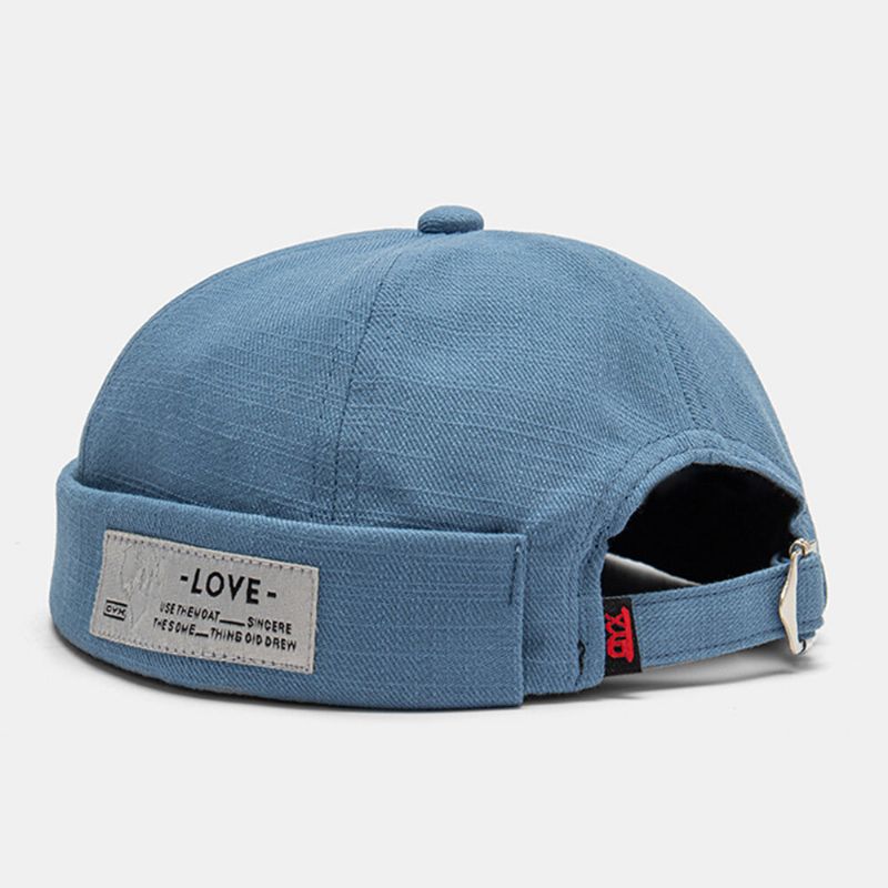 Unisexe Lettre Étiquette Patch Crâne Casquette Hip Hop Sauvage Réglable Sans Bord Bonnet Propriétaire Casquette