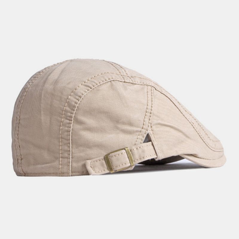 Unisexe Lettre Métal Étiquette Béret Casquette Britannique Rétro Côtés Boucle Réglable Pare-soleil Respirant Avant Chapeau Gavroche Chapeau Conduite Chapeau