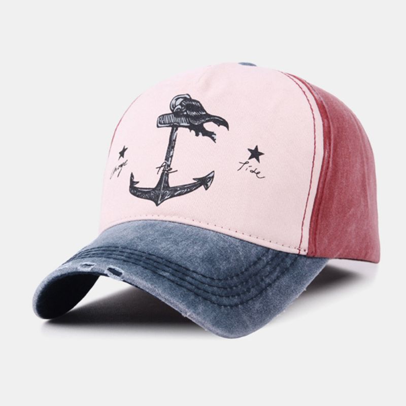 Unisexe Make-old Pirate Ship Anchor Pattern Ivy Cap Outdoor Suncreen Baseball Hats Stretch Fit Cap