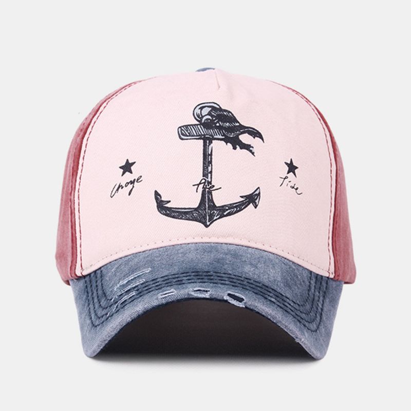 Unisexe Make-old Pirate Ship Anchor Pattern Ivy Cap Outdoor Suncreen Baseball Hats Stretch Fit Cap