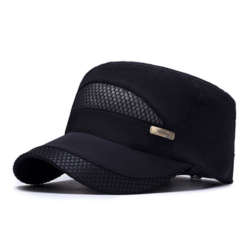 Unisexe Mesh À Séchage Rapide Vintage Flat Hats Outdoor Sport Army Hat Casquettes De Baseball Réglables