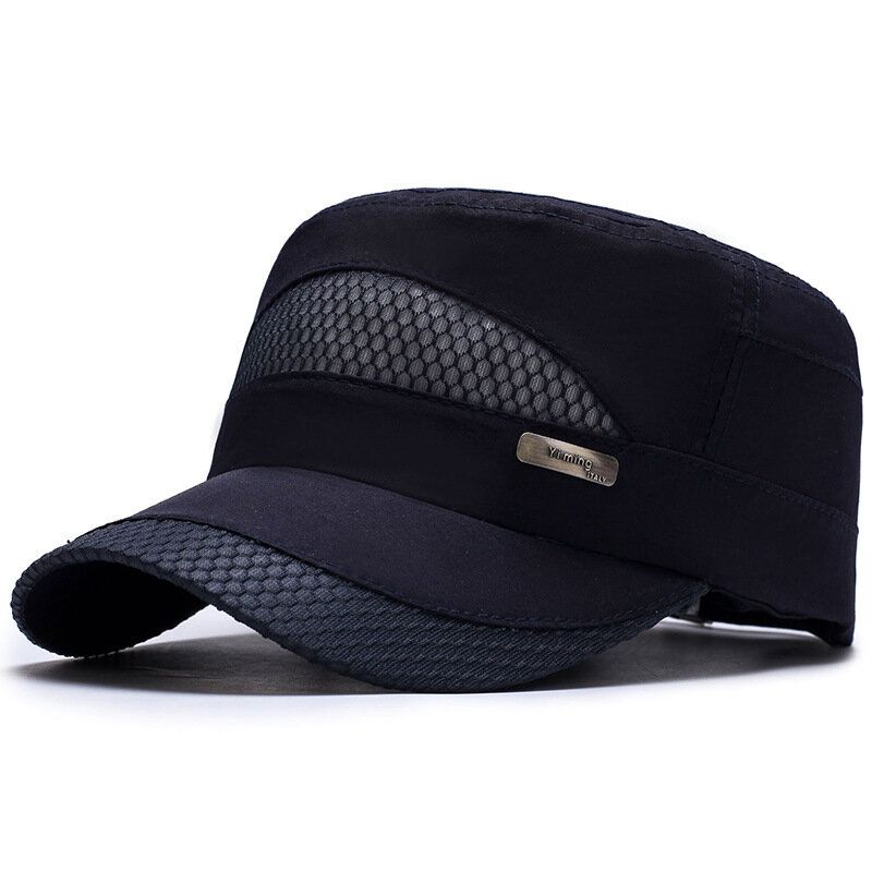 Unisexe Mesh À Séchage Rapide Vintage Flat Hats Outdoor Sport Army Hat Casquettes De Baseball Réglables