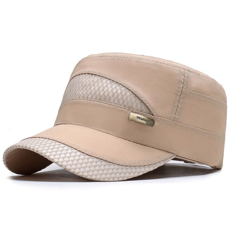 Unisexe Mesh À Séchage Rapide Vintage Flat Hats Outdoor Sport Army Hat Casquettes De Baseball Réglables