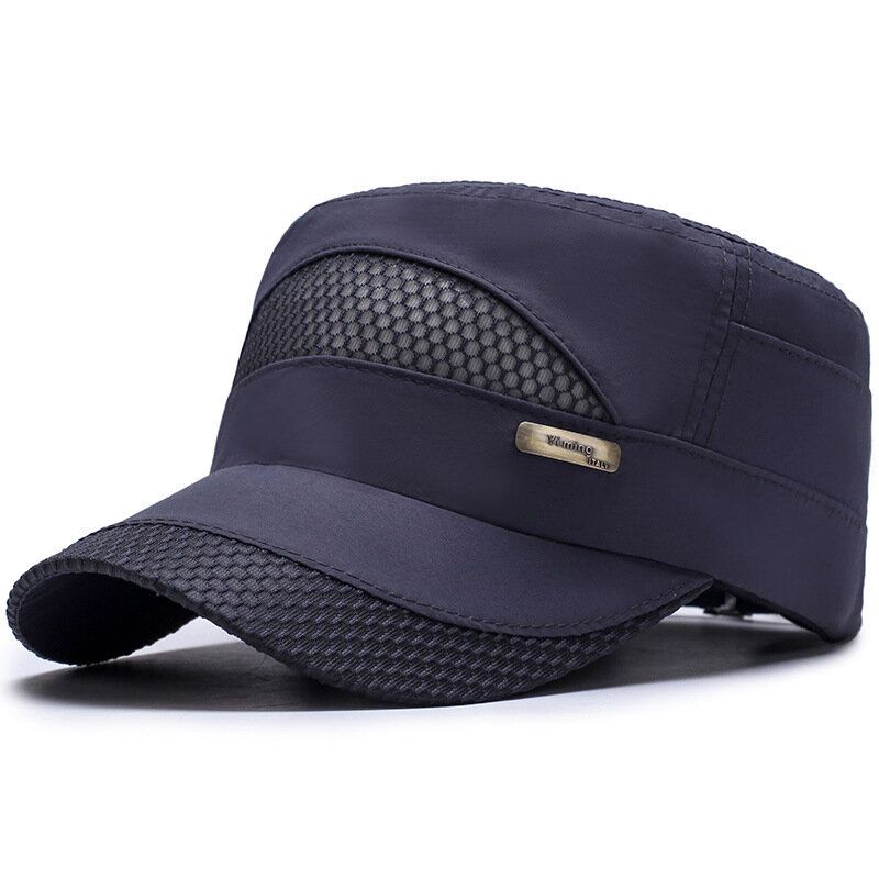 Unisexe Mesh À Séchage Rapide Vintage Flat Hats Outdoor Sport Army Hat Casquettes De Baseball Réglables