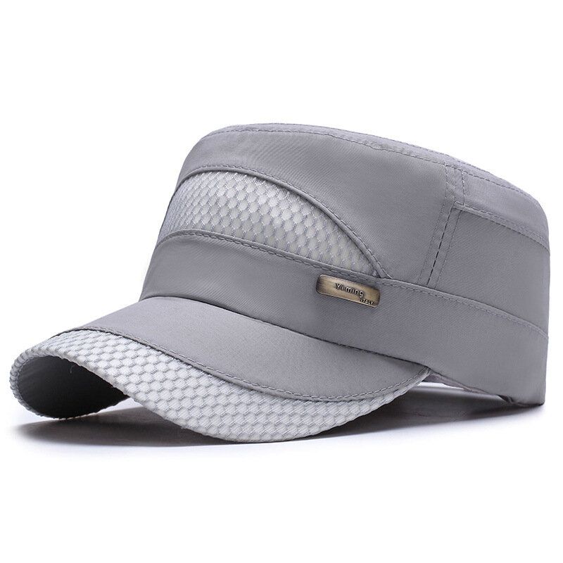 Unisexe Mesh À Séchage Rapide Vintage Flat Hats Outdoor Sport Army Hat Casquettes De Baseball Réglables