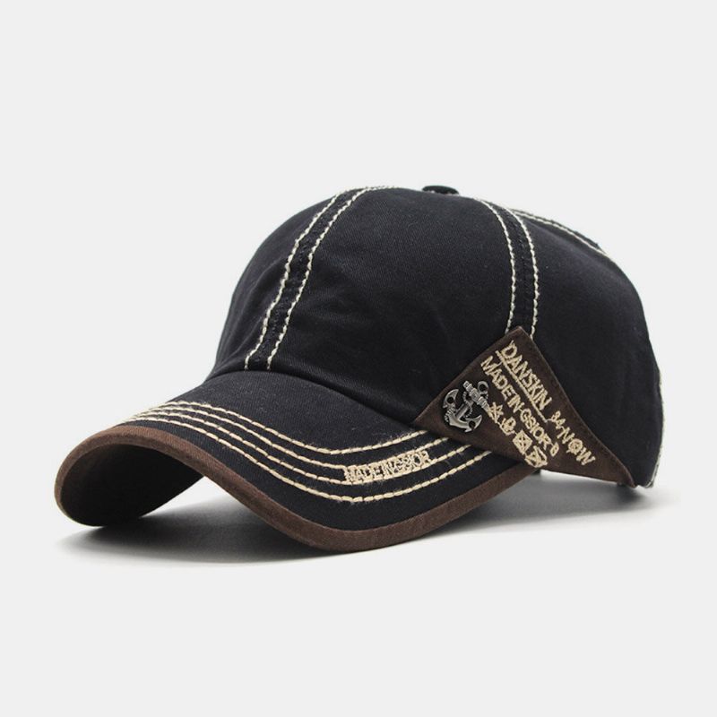 Unisexe Métal Bateau Anchor Baseball Chapeaux Lettre Broderie Extérieur Suncreen Ivy Cap Stretch Fit Cap