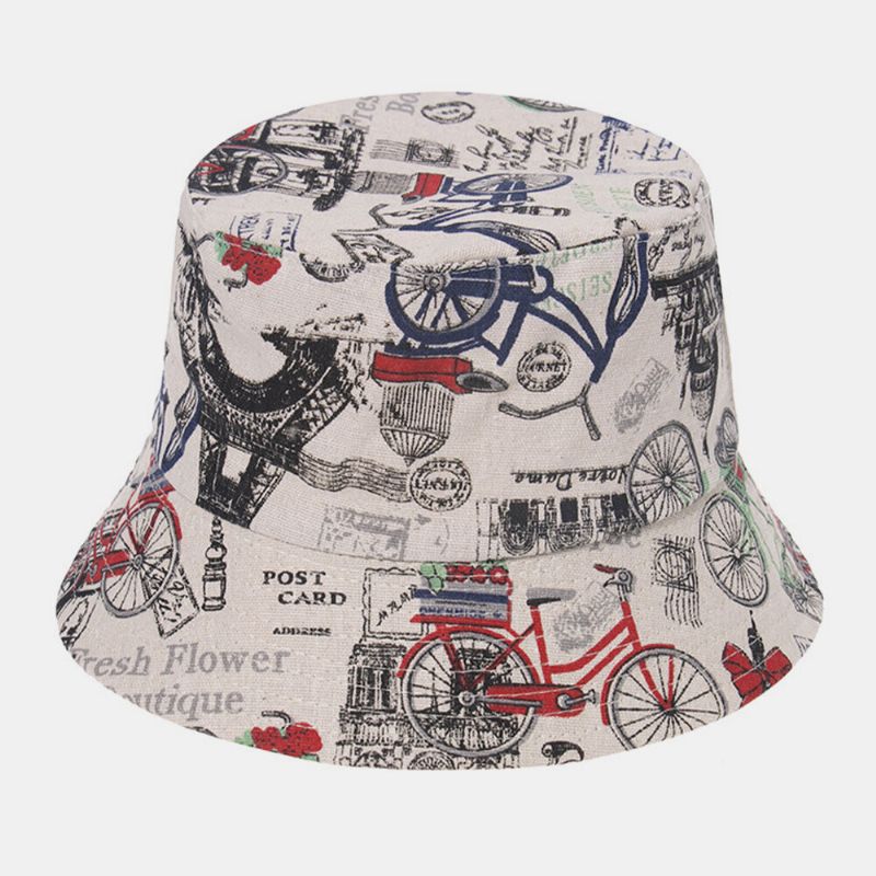 Unisexe Motif Géométrique Vélo Lettre Impression Extérieur Décontracté Parasol Chapeau Seau Chapeau