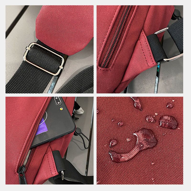 Unisexe En Nylon Fermeture Éclair Arrière Antivol Poche Poitrine Sac Étanche Grande Capacité Sac À Bandoulière Téléphone Sac Avec Pendentif Singe