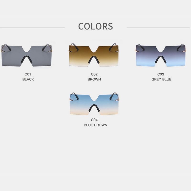 Unisexe Oversizes Frameless Uv Protection Fashion Trend Color Gradient Lunettes De Soleil