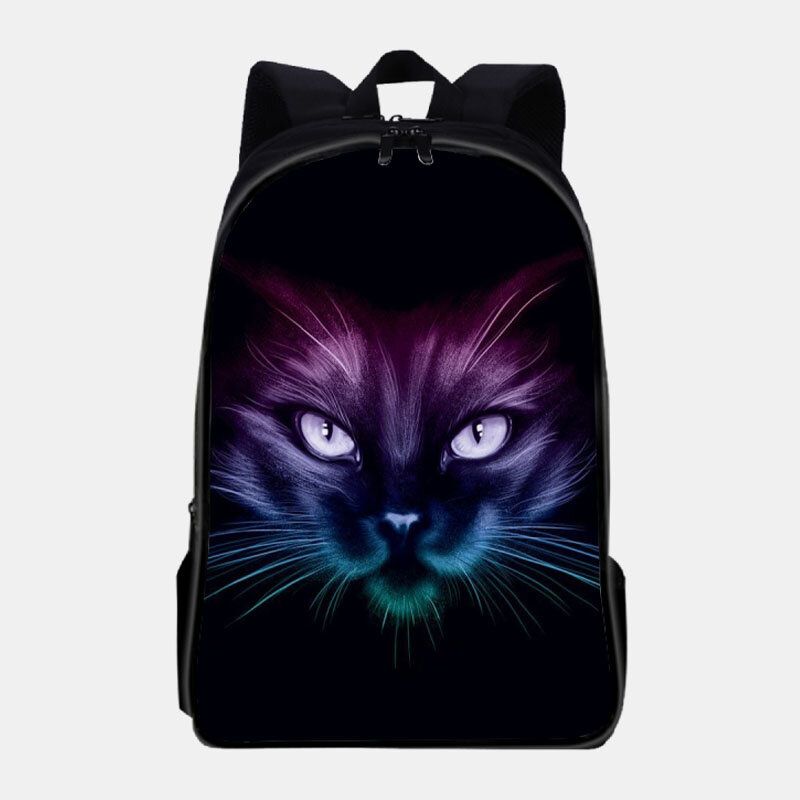 Unisexe Oxford Fluorescence Lumineux Chat Motif Grande Capacité Cartable Sac À Dos