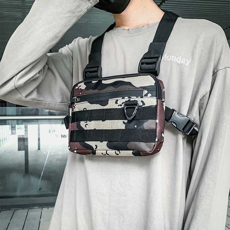 Unisexe Oxford Tissu Camouflage Tactique Cool Outillage Gilet En Plein Air Sac À Dos Téléphone Sac Couple Sac