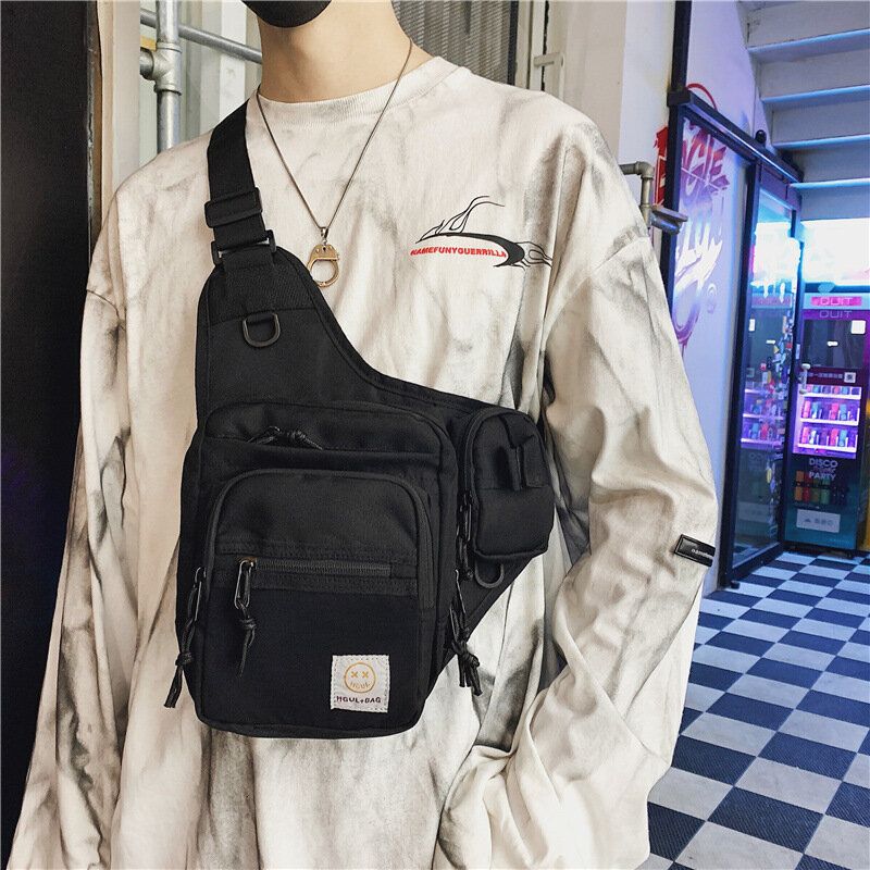 Unisexe Oxford Tissu Multifonctionnel Tactique Réfléchissant La Nuit Personnalité Hip-hop Poitrine Sac Sac À Bandoulière