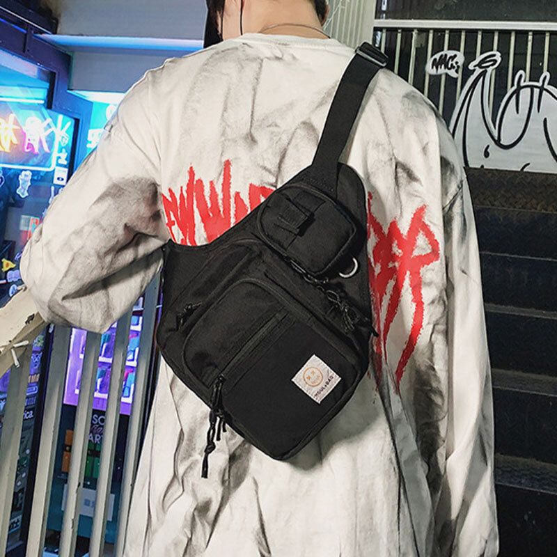 Unisexe Oxford Tissu Multifonctionnel Tactique Réfléchissant La Nuit Personnalité Hip-hop Poitrine Sac Sac À Bandoulière