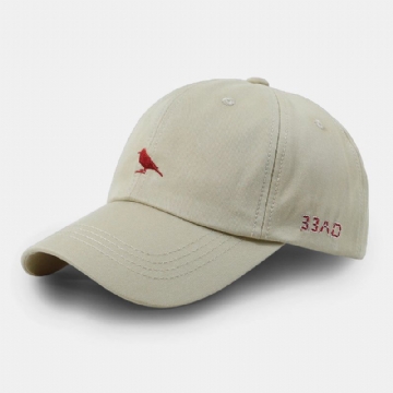 Unisexe Petit Oiseau Broderie Visière Incurvée Casquette De Baseball Casual Sauvage Réglable Pare-soleil Twill Cap