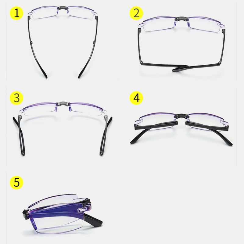 Unisexe Pliable Sans Cadre Diamant Garni Anti-bleu Clair Film Lunettes De Lecture Lunettes Presbytes