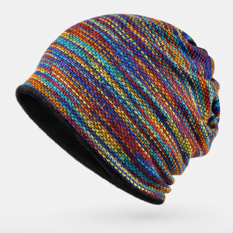 Unisexe Plus Velours Chaud Épais Extérieur Couleur Mixte Casual Personnalité Brimless Beanie