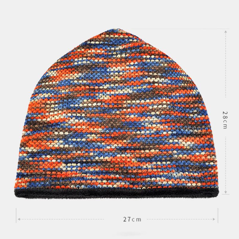 Unisexe Plus Velours Chaud Épais Extérieur Couleur Mixte Casual Personnalité Brimless Beanie