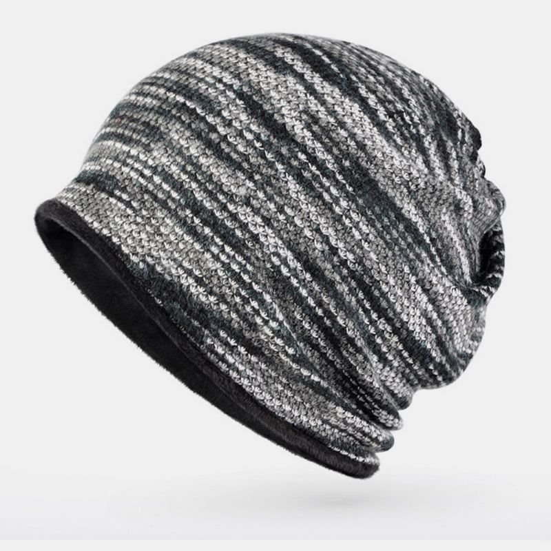 Unisexe Plus Velours Chaud Épais Extérieur Couleur Mixte Casual Personnalité Brimless Beanie