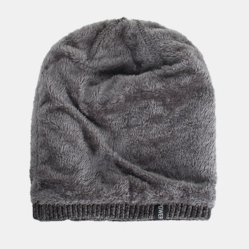 Unisexe Plus Velours Horizontal Rayé Vertical Motif Tricoté Chapeau Écharpe Ensemble Casual Extérieur Coupe-vent Chaud Élastique Bib Beanie Chapeau