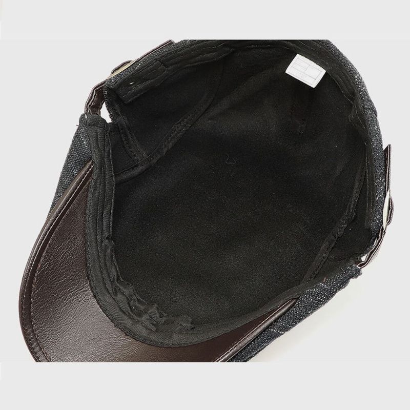 Unisexe Plus Velours Tricoté Casquettes Automne-hiver Chaud Polaire Béret Casquette Plat Chapeau Pilote Chapeau