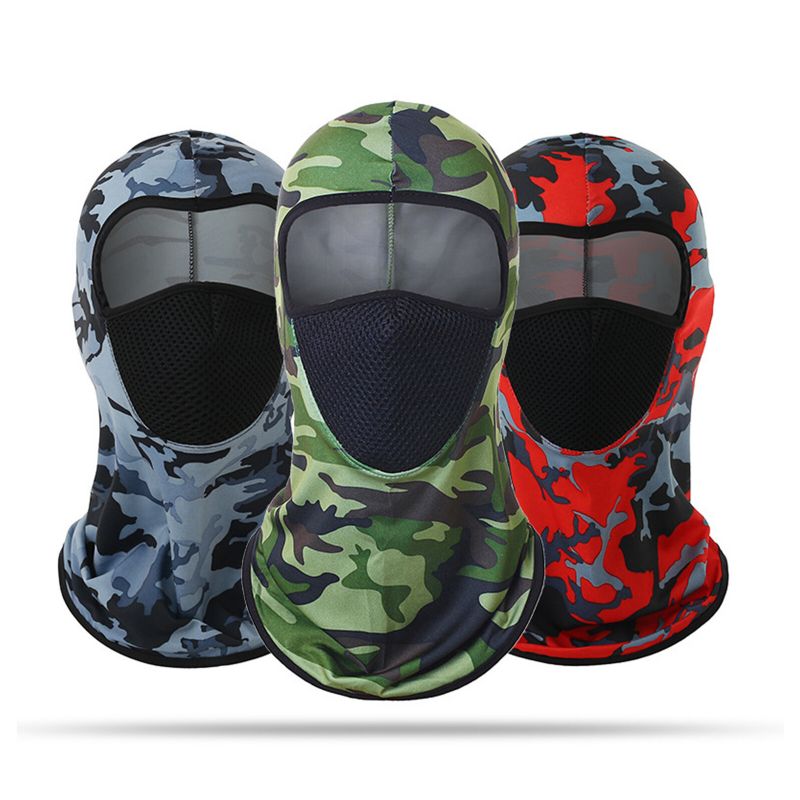 Unisexe Polyester Camouflage Casual Extérieur Équitation Respirant Coupe-vent Parasol Cou Bouclier Maille Masque Visage Bonnet Chapeaux