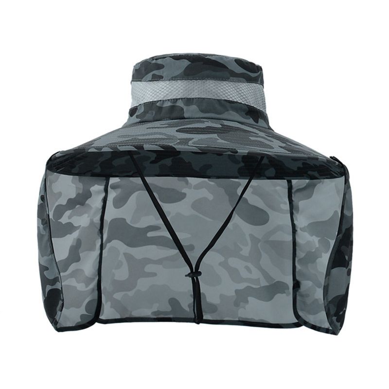 Unisexe Polyester Camouflage Décontracté Extérieur Respirant Bord Étendu Pliable Séchage Rapide Parasol Seau Chapeaux