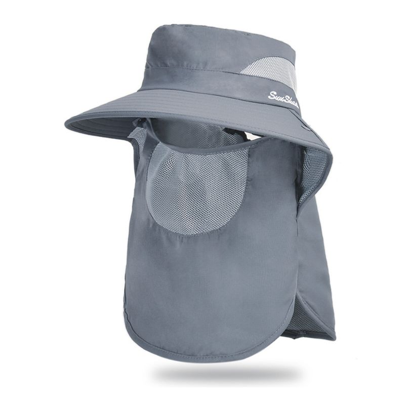 Unisexe Polyester Casual Outdoor Respirant Face Shield Brim Extended Pliable Quick Dry Sunshade Seau Chapeaux