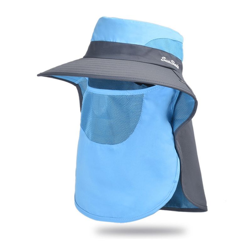 Unisexe Polyester Casual Outdoor Respirant Face Shield Brim Extended Pliable Quick Dry Sunshade Seau Chapeaux