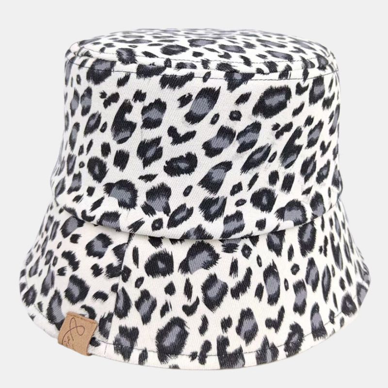 Unisexe Polyester Coton Superposition Motif Léopard Lettre Étiquette Tout Match Parasol Seau Chapeau