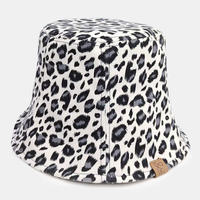 Unisexe Polyester Coton Superposition Motif Léopard Lettre Étiquette Tout Match Parasol Seau Chapeau