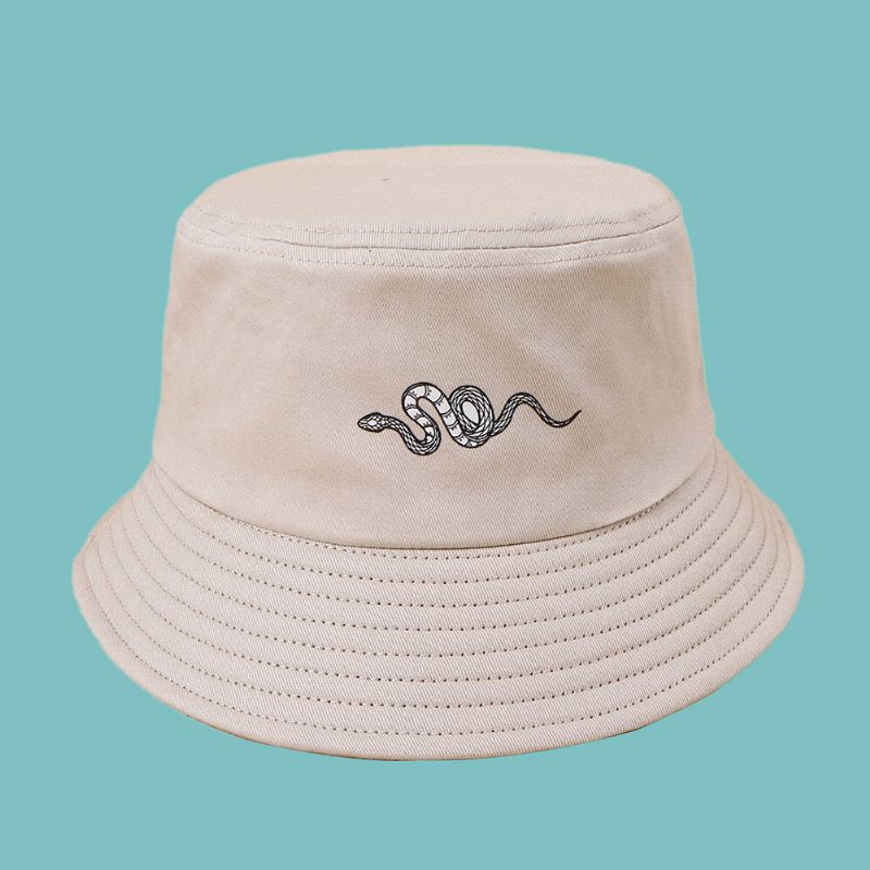 Unisexe Serpent Motif Imprimé Soleil Chapeau Coton Simple Polyvalent Écran Solaire Seau Chapeau