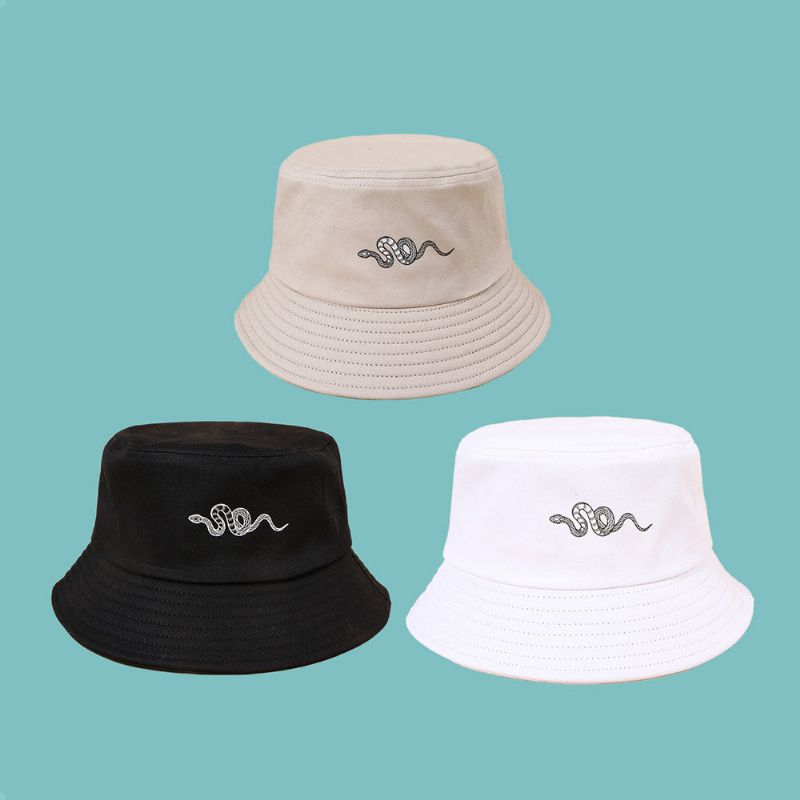 Unisexe Serpent Motif Imprimé Soleil Chapeau Coton Simple Polyvalent Écran Solaire Seau Chapeau