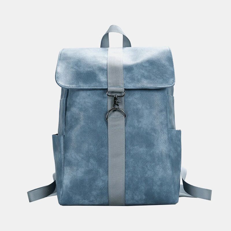 Unisexe Simili Cuir Rétro Grande Capacité Extérieur 15.6 Pouces Sac Pour Ordinateur Portable Sac D'école Sac À Dos