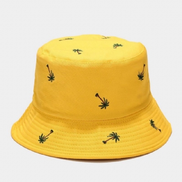 Unisexe Superposition Motif De Broderie De Noix De Coco Chapeau De Soleil Été Extérieur Décontracté Parasol Seau Chapeau