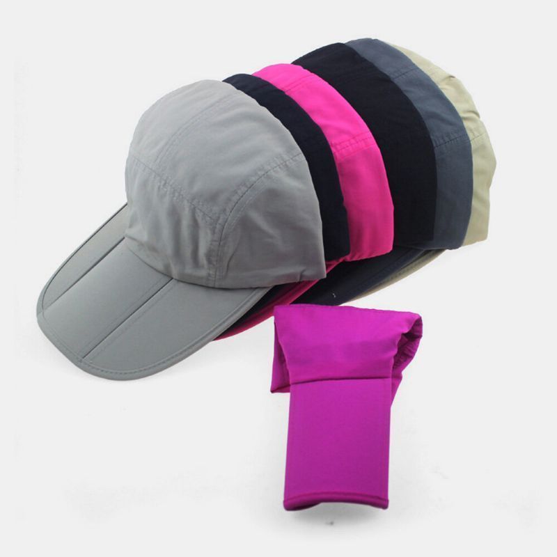 Unisexe Tissu À Séchage Rapide Couleur Unie Décontracté Pliable Réglable Respirant Extérieur Parasol Chapeaux De Baseball