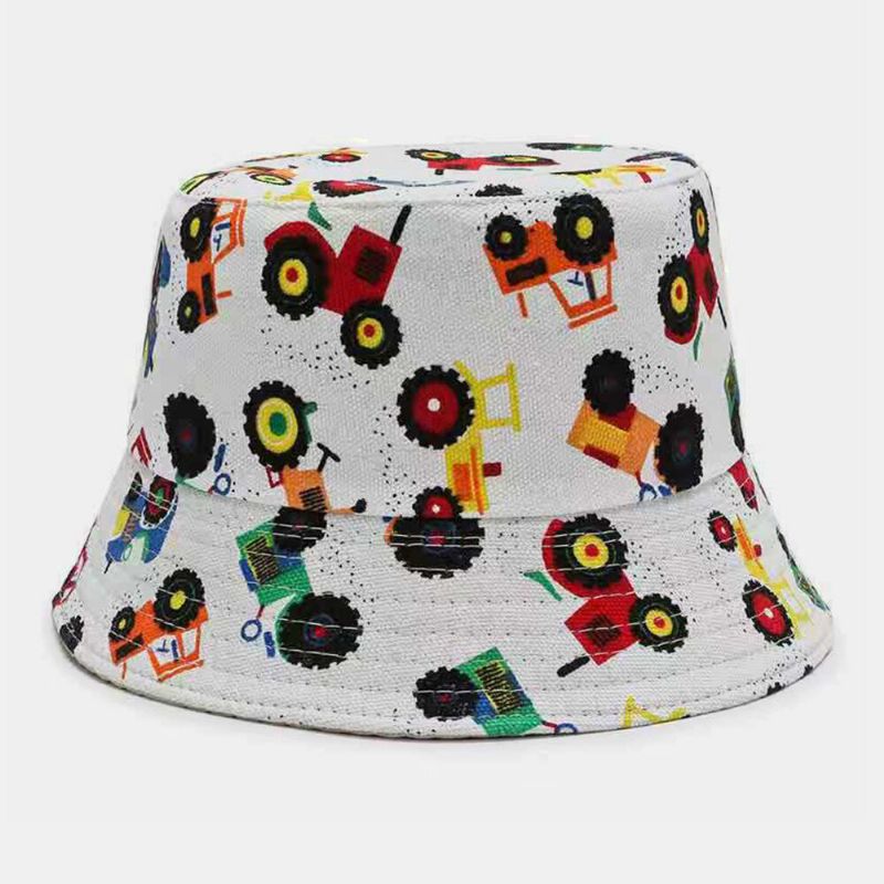 Unisexe Toile Colorée Dessins Animés Géométrie Motif Floral Décontracté Parasol Seau Chapeau