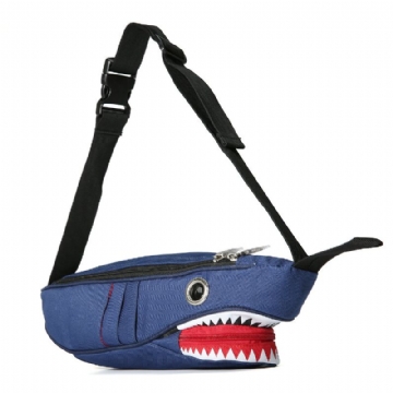 Unisexe Toile Requin Forme Multi-poches Poitrine Sac Dessin Animé Casual Super Doux Grande Capacité Multifonction Messenger Sacs À Bandoulière Sac À Bandoulière