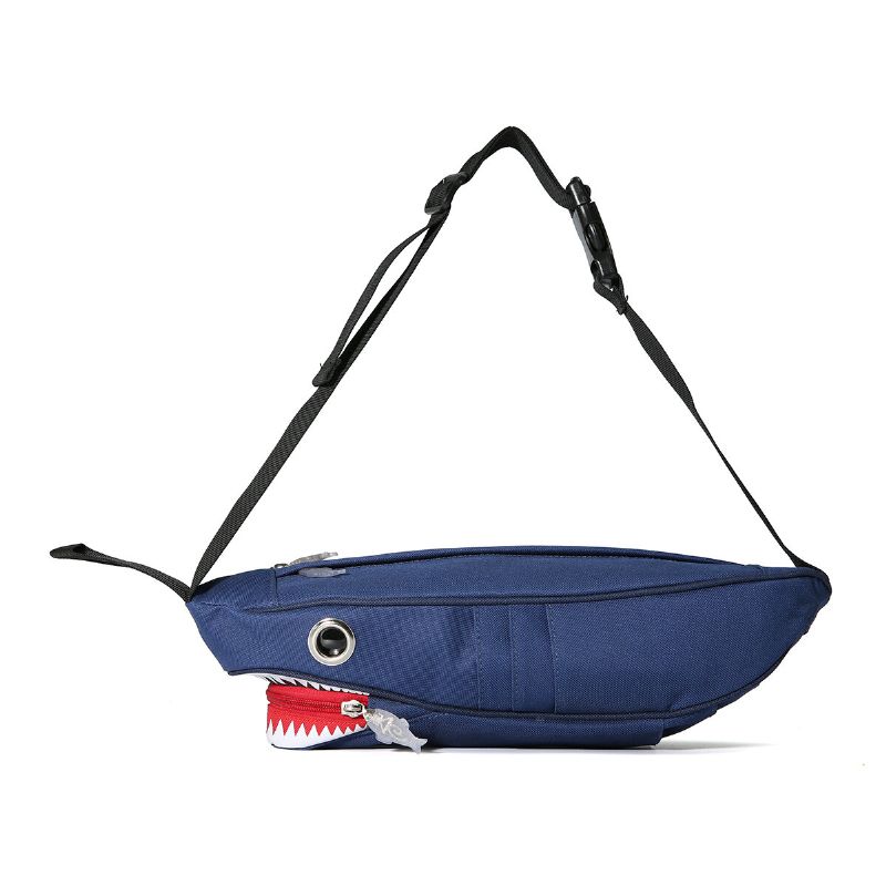 Unisexe Toile Requin Forme Multi-poches Poitrine Sac Dessin Animé Casual Super Doux Grande Capacité Multifonction Messenger Sacs À Bandoulière Sac À Bandoulière