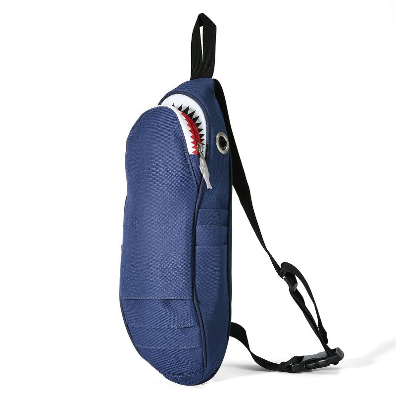 Unisexe Toile Requin Forme Multi-poches Poitrine Sac Dessin Animé Casual Super Doux Grande Capacité Multifonction Messenger Sacs À Bandoulière Sac À Bandoulière