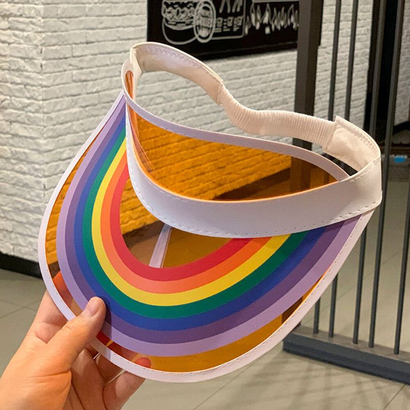 Unisexe Transparent Couleur Bonbon Extérieur Anti-uv Arc-en-ciel Vide Haut Casquette Baseball Chapeau